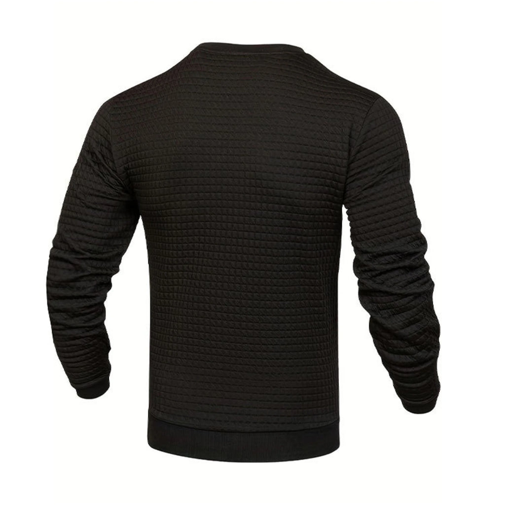 Hoodie Homme Col Rond Jacquard Carreaux Waffle Texture Fashion Casual Chaud Tendance Streetwear – Sweat À Capuche Motif Carreaux Premium | Mode Homme Streetwear Premium