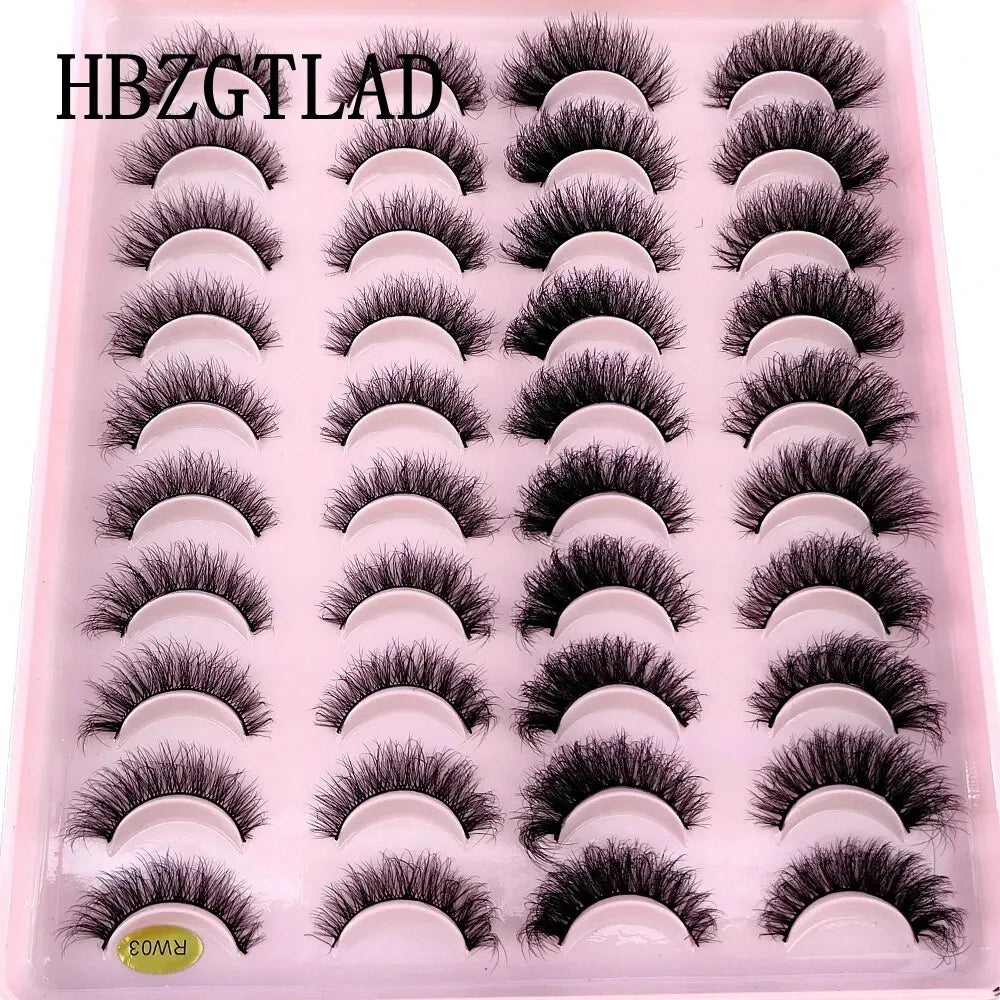 Lot 20 Paires Faux Cils Naturels 3D Vison – Extension Cils Longue Tenue | Maquillage Regard Envoûtant