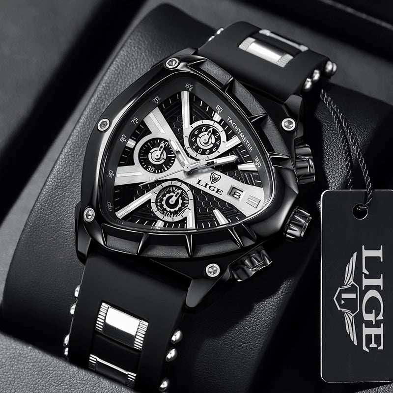 Montre Homme LIGE Chronographe Militaire Sport Armée Quartz Étanche Luxe Bracelet Tendance | Montre LIGE Chronographe Militaire Premium