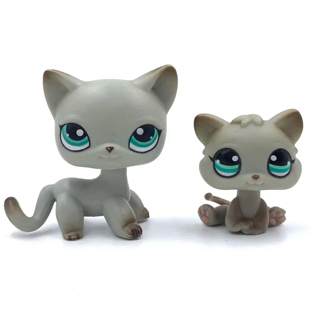 Lot 2 Figurines Animaux Rares LPS – Chat Mignon & Chien Tête Ballante Teckel Colley Cocker Danois | Jouet Collectionnable Enfants