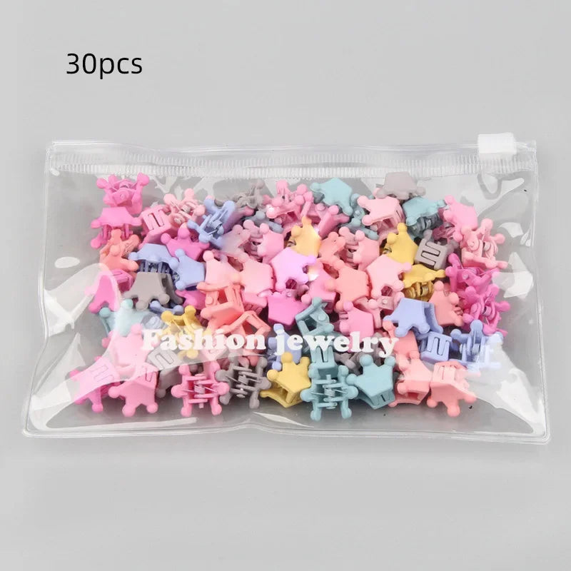 Lot 30 Mini Pinces à Cheveux Fille – Barrettes Colorées Cartoon Lapin Fleur Étoile Couronne Bébé Enfant