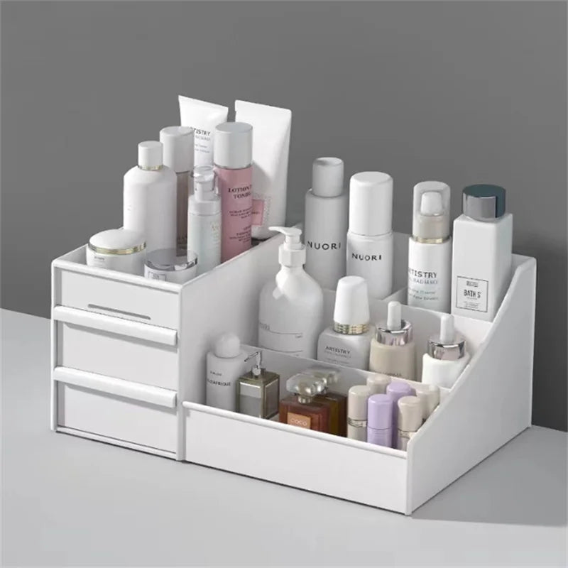 Boîte Rangement Maquillage Rose Tiroir Plastique – Étagère Bureau & Coiffeuse | Organisateur Cosmétiques Desktop