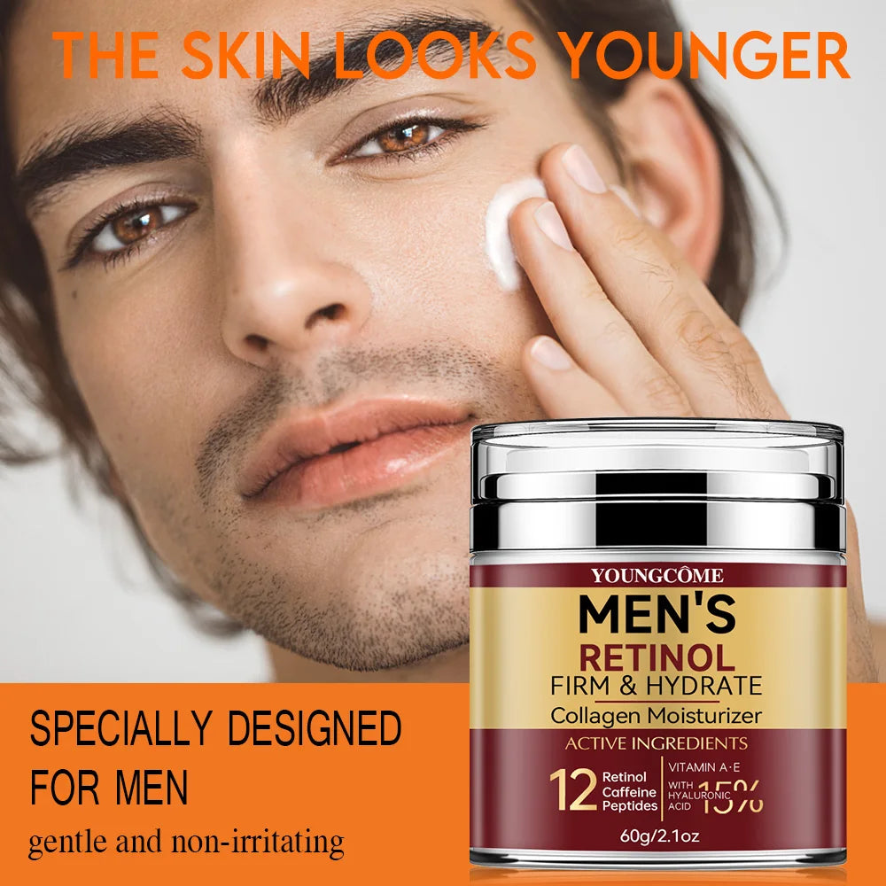 Crème Visage Rétinol Homme - Fermeté, Anti-Rides & Hydratation Collagène