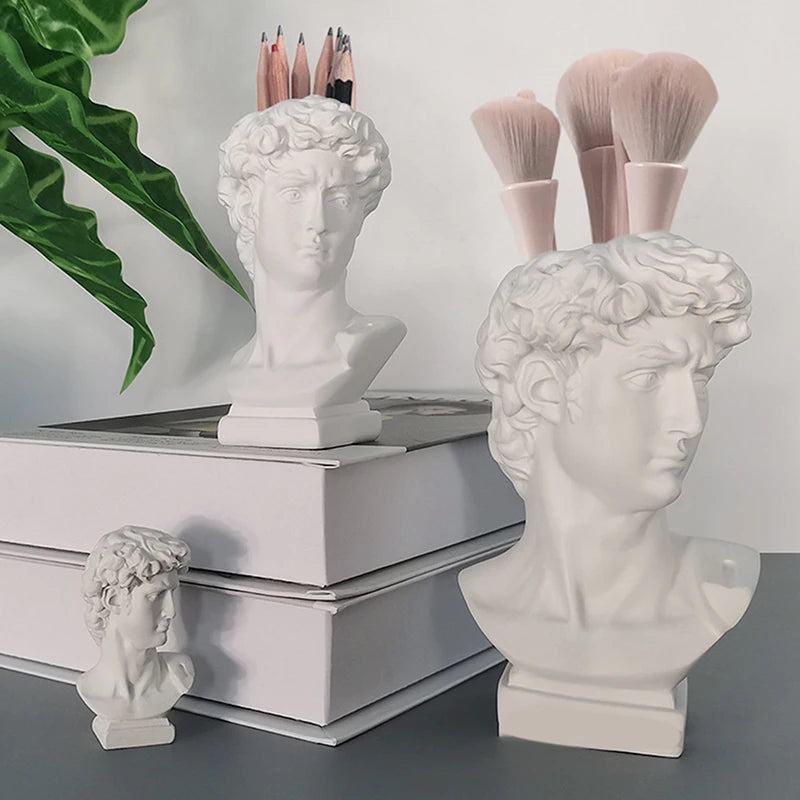 Pot à Pinceaux Statue de David – Organisateur Bureau Décoratif | Rangement Pinceaux Maquillage Maison Original