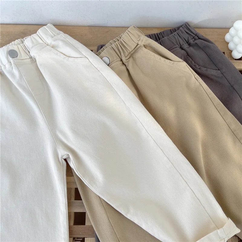 Pantalon Sarouel Enfant Unisexe Couleur Unie – Pantalon Sport Loose Casual Printemps Été 2-8 Ans
