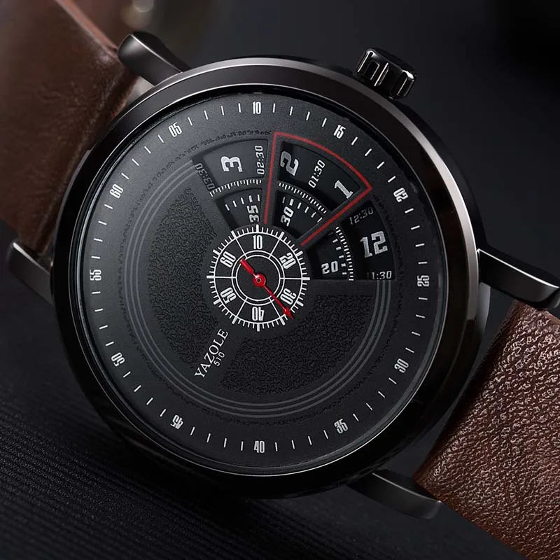 Montre Homme YAZOLE Quartz Bracelet PU Casual Unique – Étanche Fashion Tendance 2025