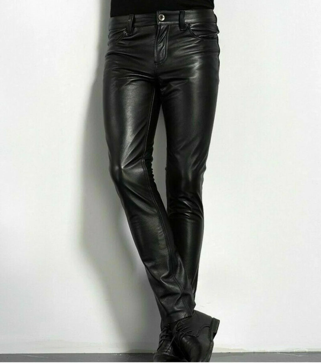 Pantalon Cuir PU Homme Slim Fit Skinny – Style Rock Moto Night Club Danse Simili Cuir | Mode Homme Streetwear