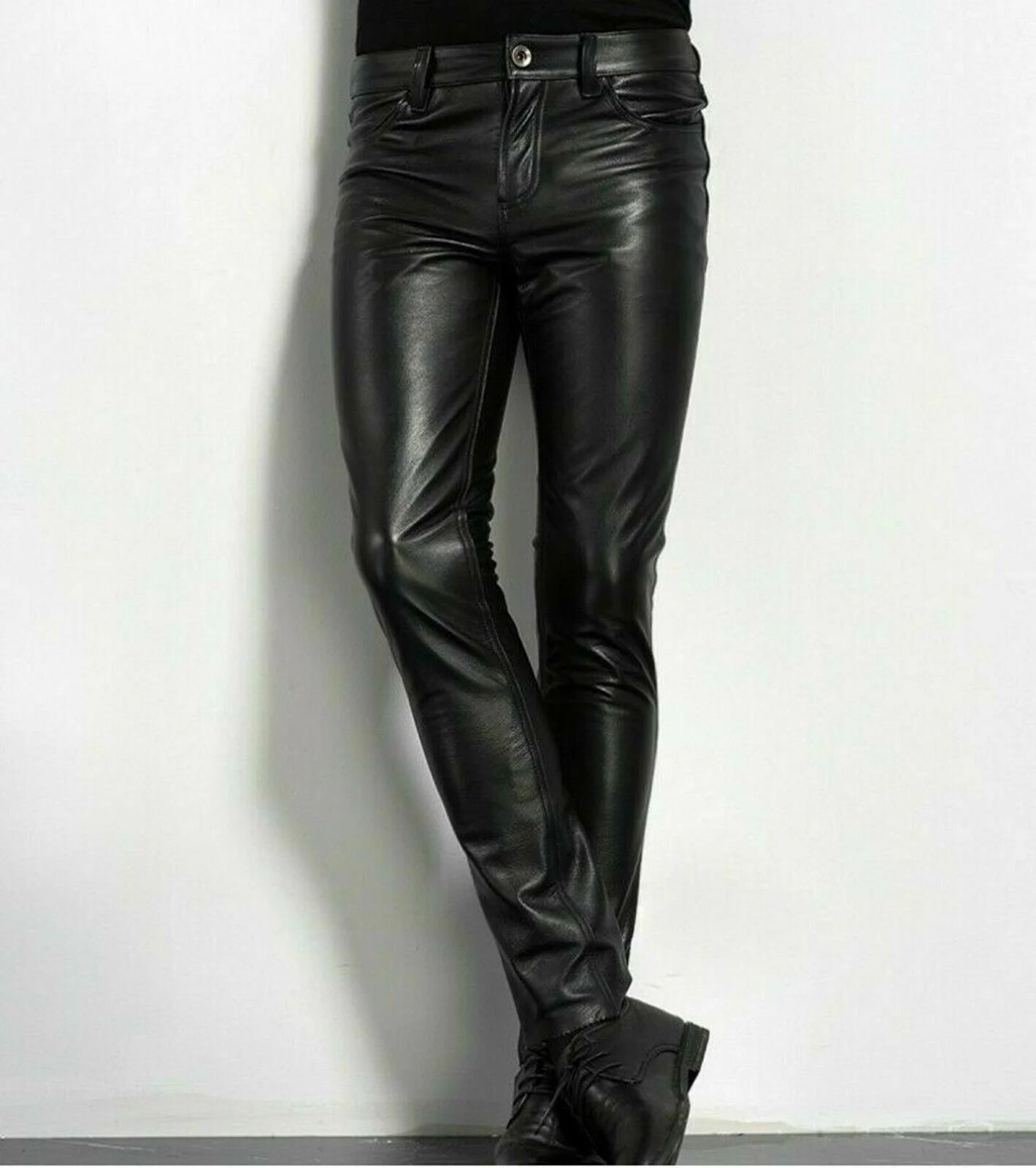 Pantalon Cuir PU Homme Slim Fit Skinny – Style Rock Moto Night Club Danse Simili Cuir | Mode Homme Streetwear