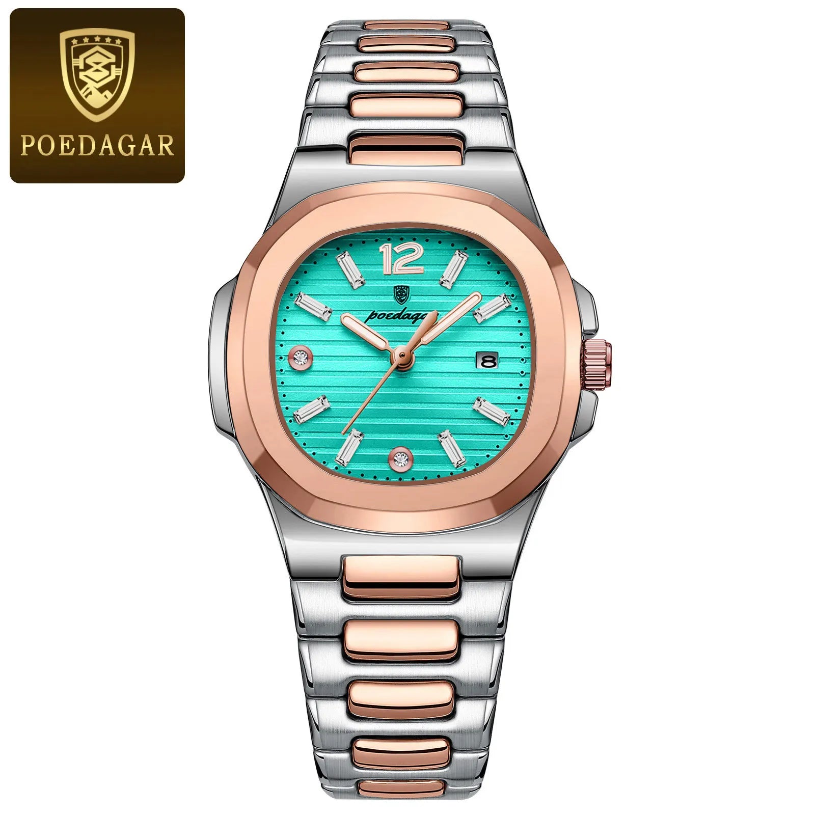 Montre Femme POEDAGAR Carrée Fashion Quartz – Lumineuse Étanche Date Luxe Haute Qualité