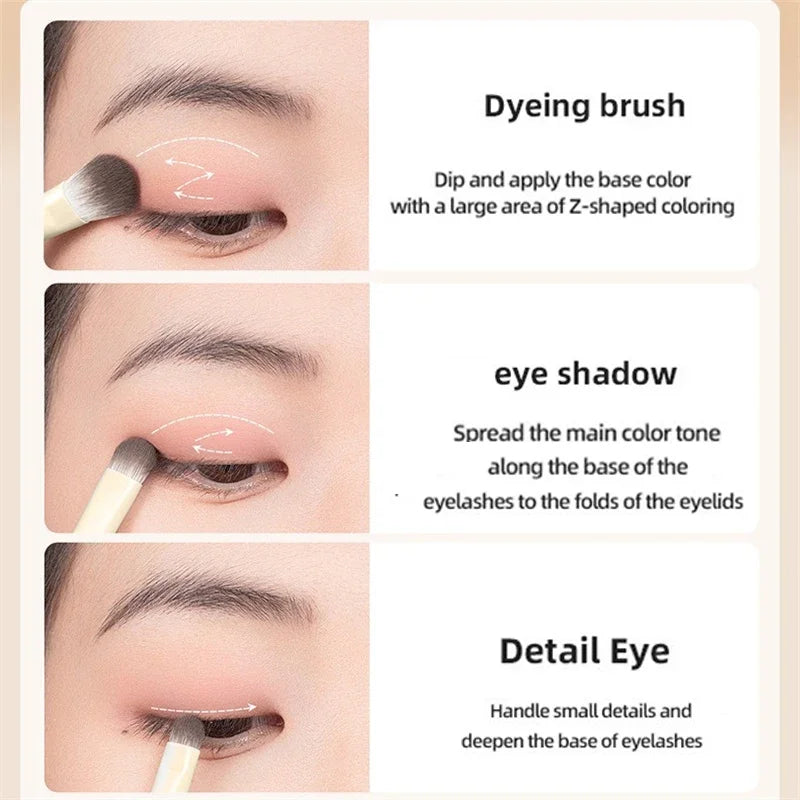 Set Pinceaux Yeux Naturels 5 à 10 Pcs – Fards, Eyeliner & Détail | Poils Ultra-Doux Blancs Maquillage