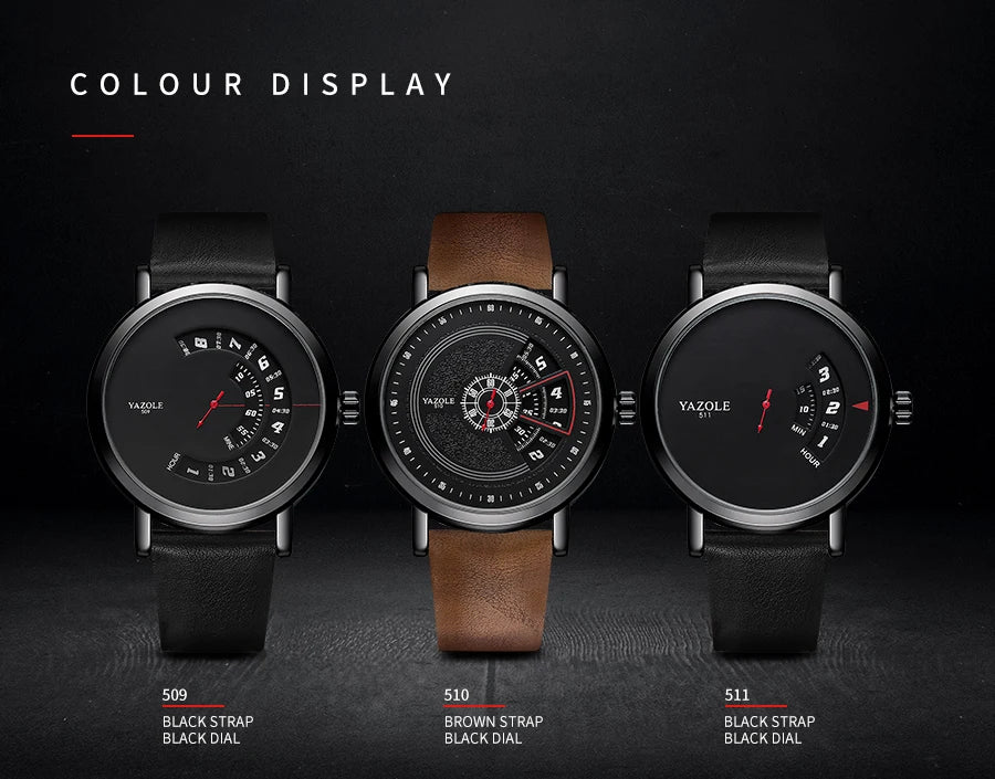 Montre Homme YAZOLE Quartz Bracelet PU Casual Unique – Étanche Fashion Tendance 2025