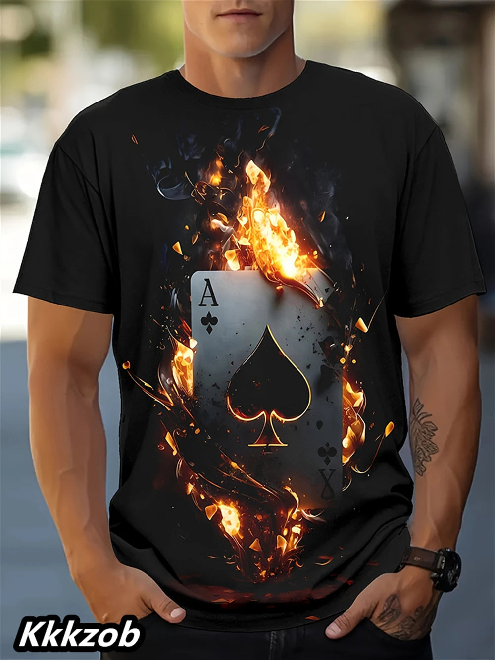 T-Shirt Homme Imprimé Lion Col Rond Manches Courtes Doux Respirant – Casual Outdoor Activités Été Essentiel | Mode Homme Nature