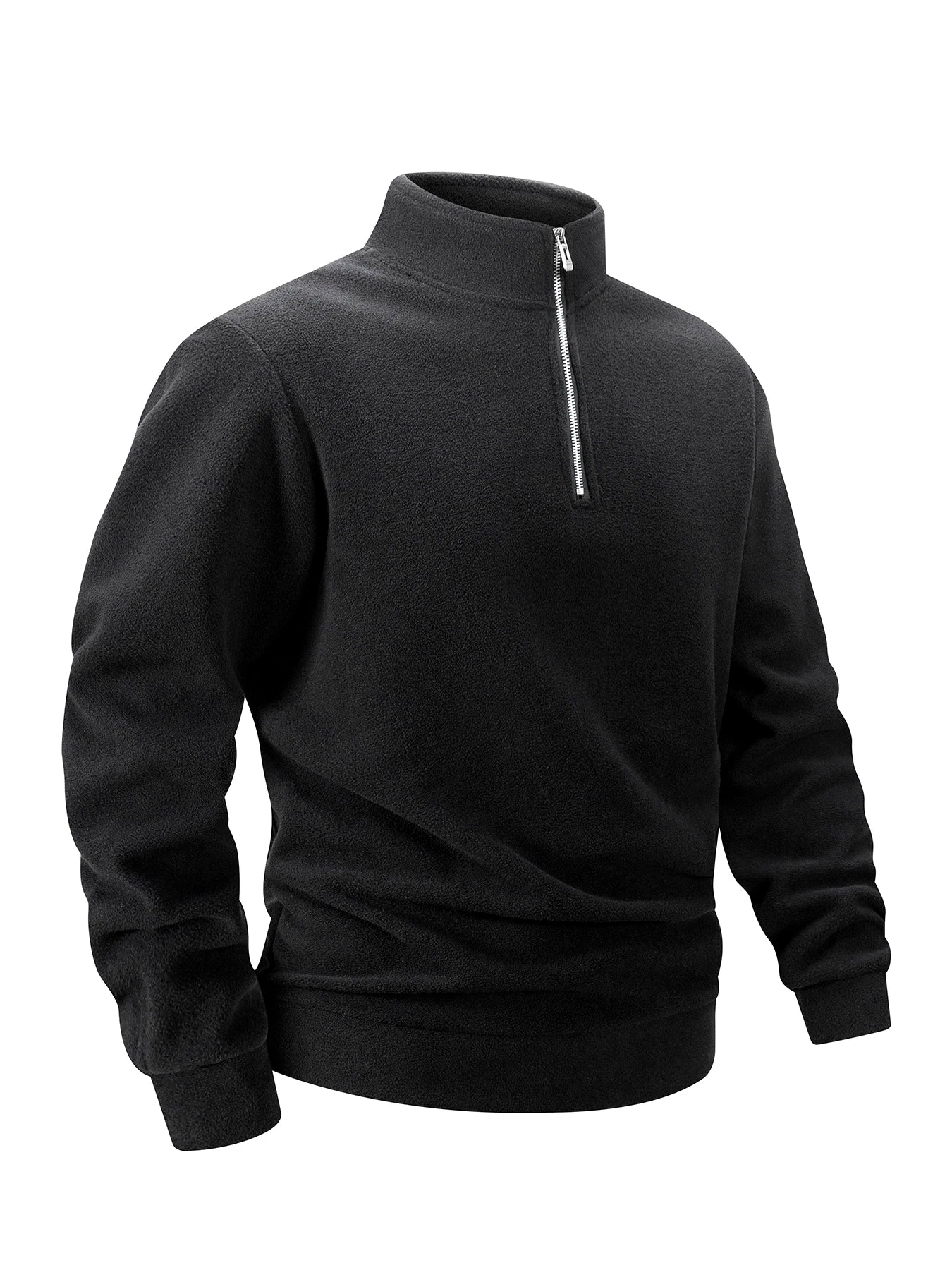 Herren-Sweatshirt, Fleece, Freizeit, Stehkragen, Viertelreißverschluss – Klassischer, bequemer Sportpullover, Übergröße 3XL | Herrenmode