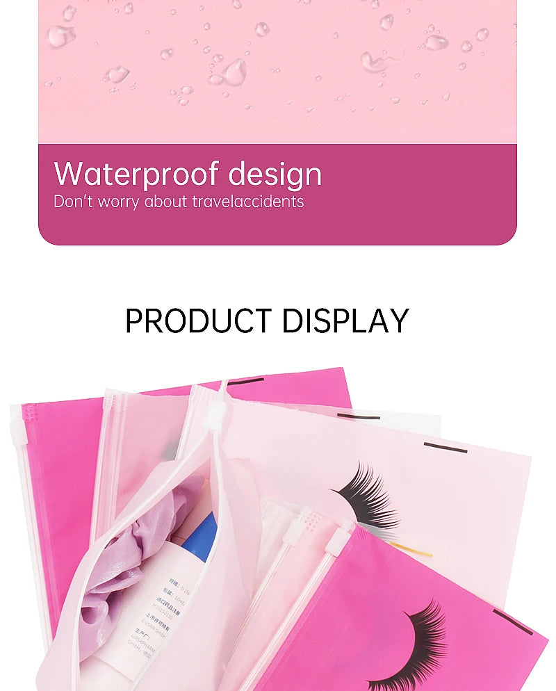 Pochettes Aftercare Extension Cils – Lot 10 Pcs avec Fermeture Éclair | Emballage Professionnel
