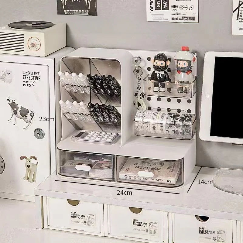 Organisateur Bureau Adorable Cream Style – Crochet Tiroir Tableau Perforé Porte-Cartes Papeterie