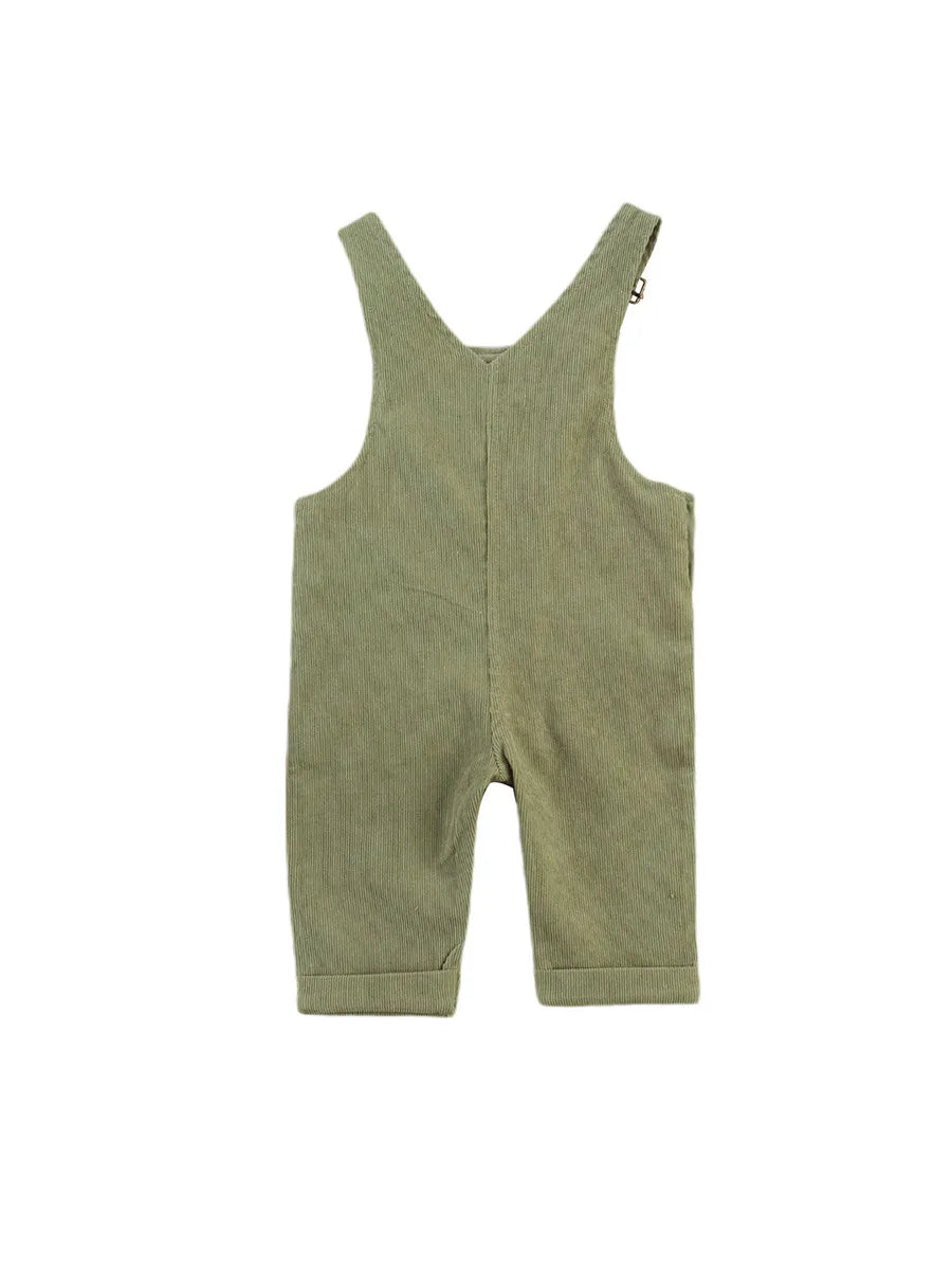 Salopette Bébé Unisexe Bretelles Boutons Couleur Unie – Combinaison Toddler Garçon Fille 0-24 Mois