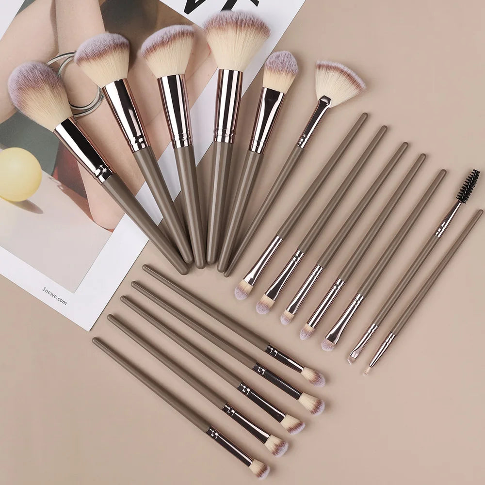 Set Pinceaux Maquillage Professionnel 1 à 20 Pcs – Blush, Highlighter, Fond de Teint & Fard | Ultra-Doux Femme