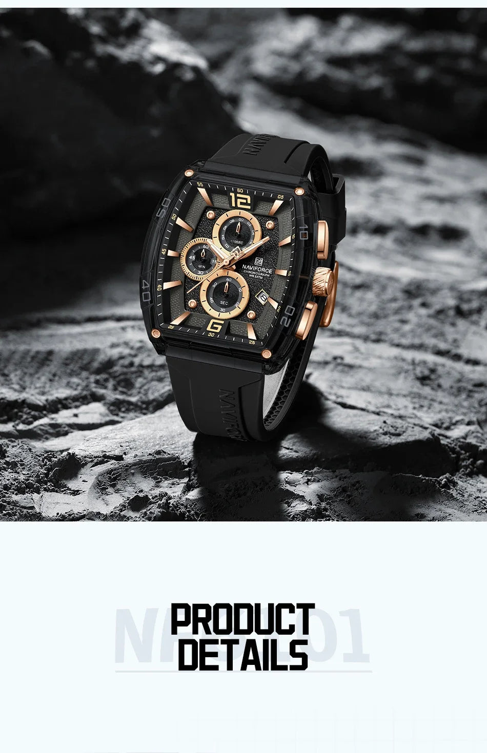 Montre Homme NAVIFORCE 2025 Militaire Sport Quartz – Étanche 50M Silicone Date Haute Qualité