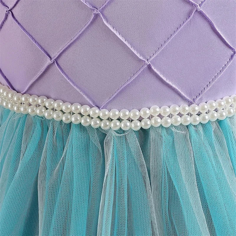 Déguisement Princesse Petite Sirène Fille – Robe de Bal Lumineuse Broderie Carnaval Ariel