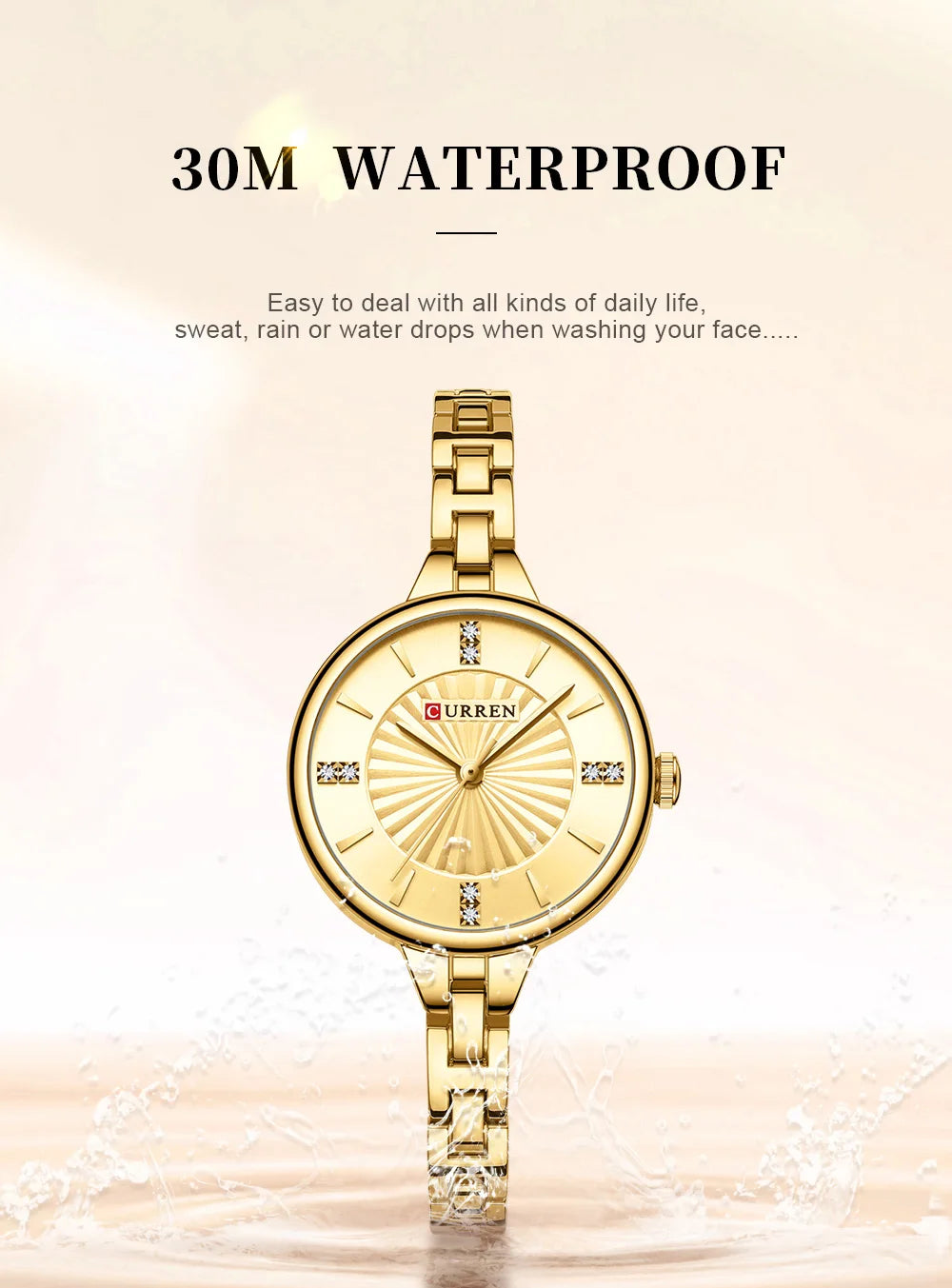 Montre Femme CURREN Luxe Diamond Quartz – Acier Étanche Élégante Dress Diamant