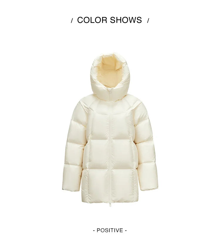 Doudoune Mi-Longue Femme Hiver 90% Duvet – Coupe Raglan Coupe-Vent Imperméable Chaude | Semir 2025