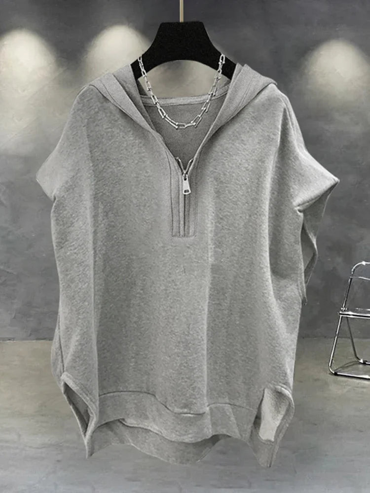 Débardeur Homme Zippé À Capuche Sans Manches Korean Fashion Y2K Streetwear Casual Hip Hop Été Tendance Confortable – Vest Zippé Premium Urban | Mode Homme Streetwear Premium