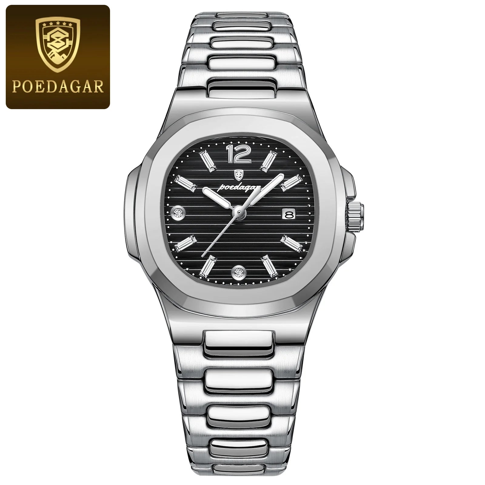 Montre Femme POEDAGAR Carrée Fashion Quartz – Lumineuse Étanche Date Luxe Haute Qualité
