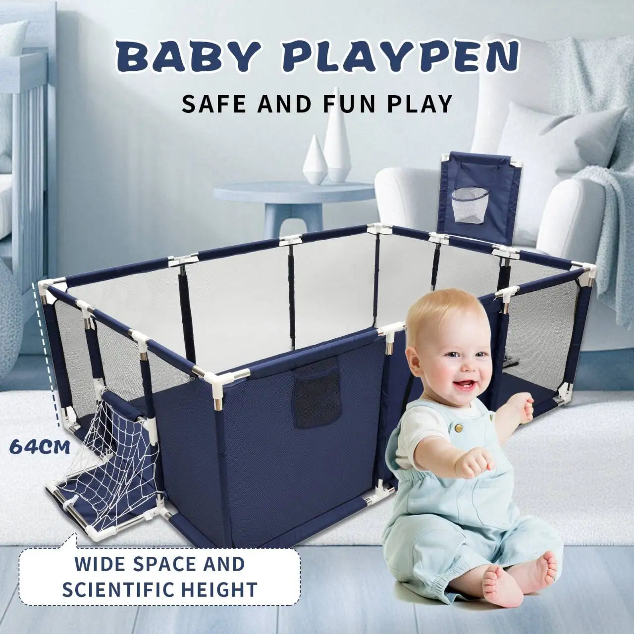 IMBABY Parc Bébé Sécurisé – Barrière de Protection Enfant | Piscine à Balles, Aire de Jeux Modulable Nouveau-Né