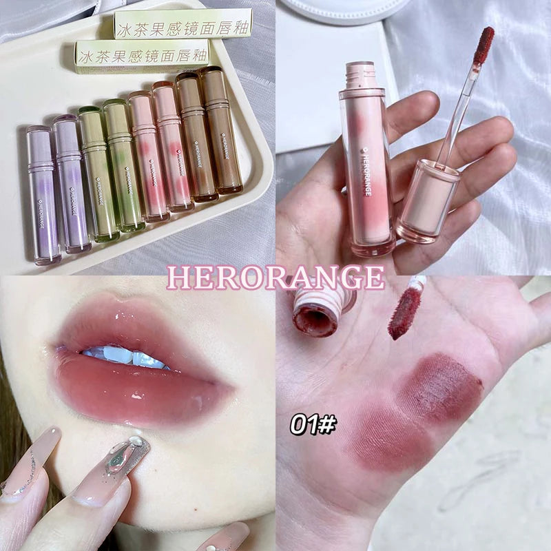 Gloss Miroir Iced Tea – Lip Glaze Jelly Transparent Waterproof | Rouge à Lèvres Liquide Effet Glacé