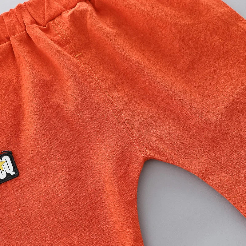 Ensemble 2 Pièces Bébé Imprimé Dinosaure Cartoon – Chemise Col Montant Manches Courtes Garçon