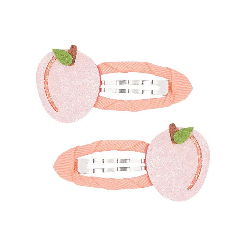 Lot 2 Barrettes Fille Bébé Motifs Adorables – Pinces Cheveux Enfant Animal Fruit Fleur Lapin Kitty