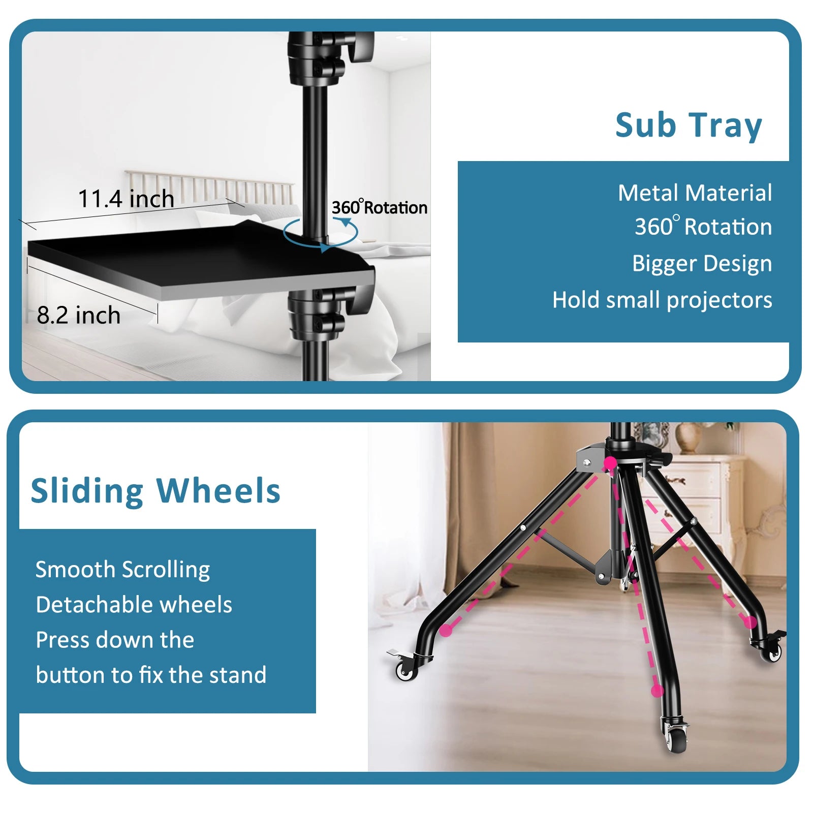 Trépied Projecteur & Laptop SH – Hauteur Réglable 58-160cm | Bureau Debout Extérieur Studio