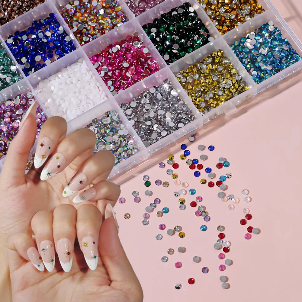 Strass Nail Art 3D Colorés – Diamants Plats Ronds | Déco Ongles DIY