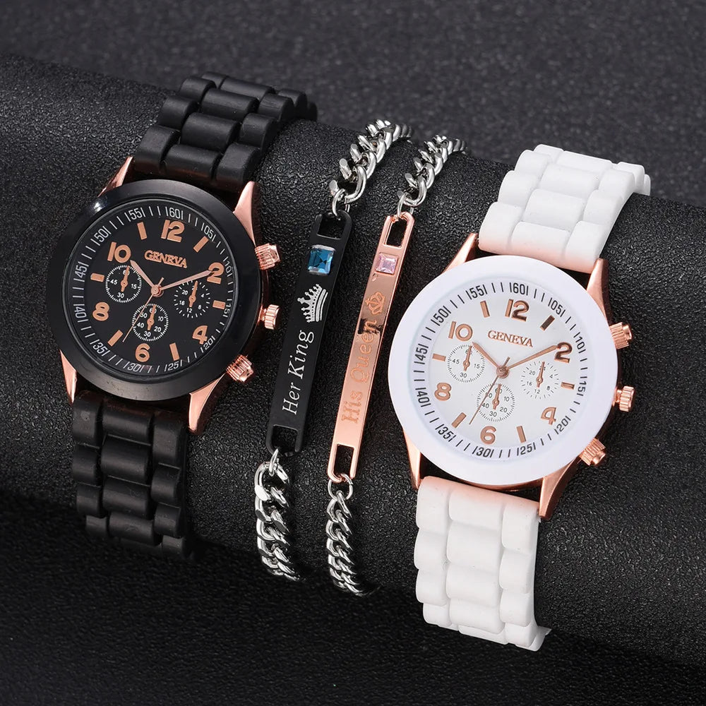 Montre Femme Fashion Silicone Blanc Couple Quartz Élégante Robe Cadeau Tendance Intemporelle | Montre Femme Fashion Silicone Couple Premium