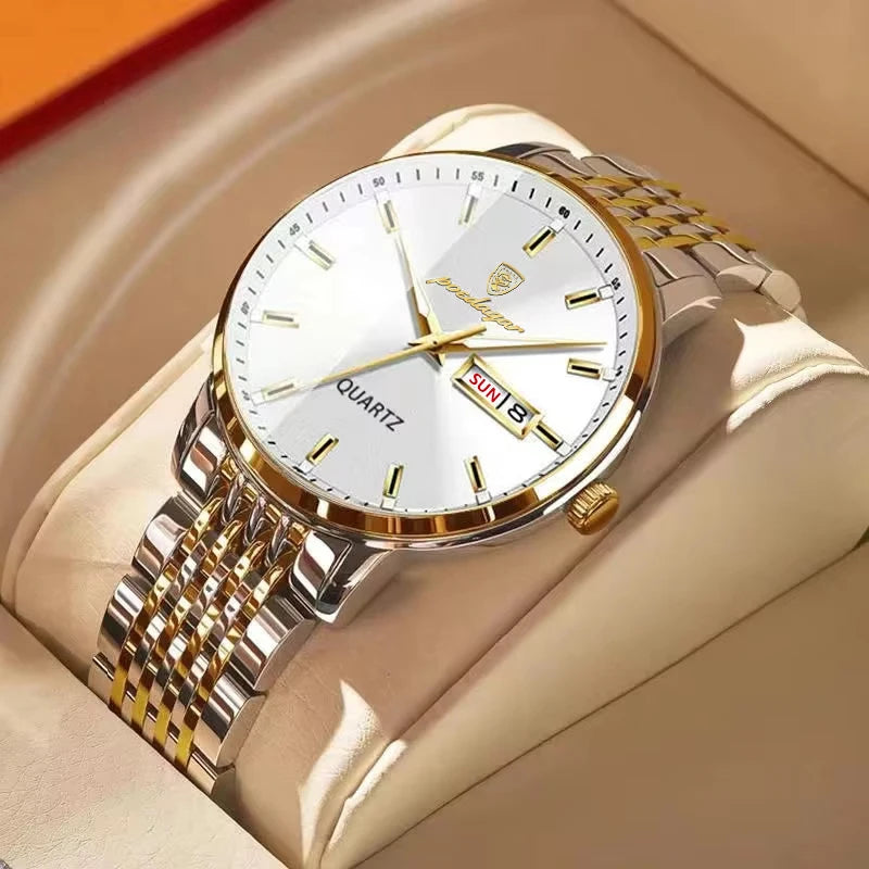 Montre Homme POEDAGAR Luxe Sport Quartz – Acier Lumineux Étanche Date Business
