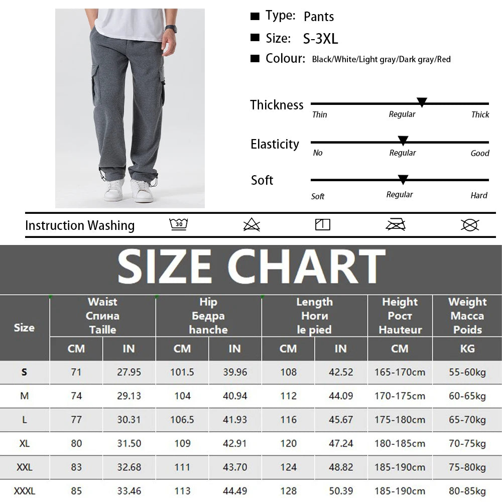 Herren-Jogginghose, Multi-Taschen, Kordelzug, gerader Schnitt, Loose Fit, Laufen, Fitnessstudio, Sport, Herbst Winter, Bequem, Streetwear – Funktionale Premium-Trainingshose | Premium Sport Herrenmode