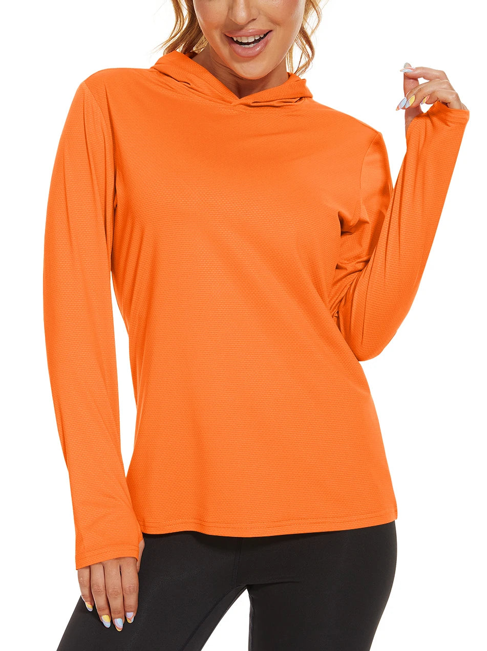 T-Shirt Anti-UV UPF 50+ À Capuche Manches Longues Femme - Pêche, Randonnée & Sport Outdoor | TACVASEN