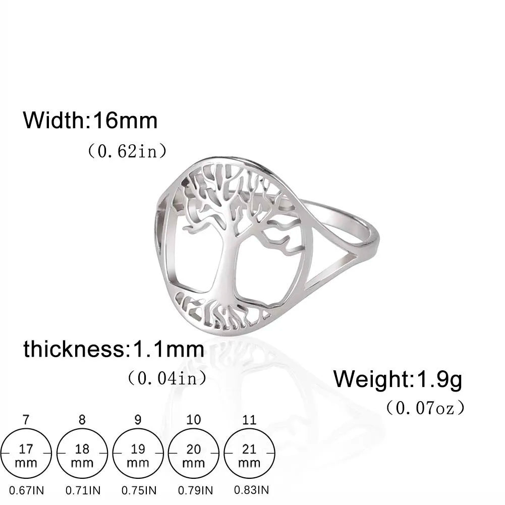 Bague Arbre de Vie Acier Inoxydable Argenté – Symbole Nature & Spiritualité | Bijou Unisexe Couple & Mariage | Cadeau Intemporel