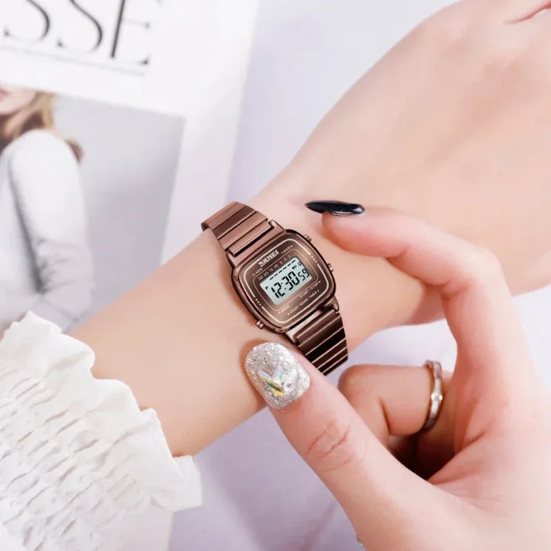 SKMEI Damen-Digitaluhr 1901 mit Chrono-Kalender kleinem Zifferblatt wasserdicht – Luxus Mode Trend