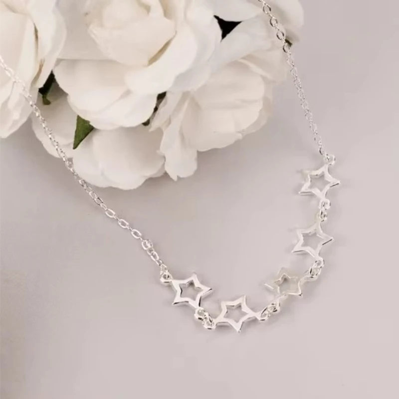 Collier Étoiles Argent 925 Femme – Pendentif Fashion Bijou Sterling Silver Tendance