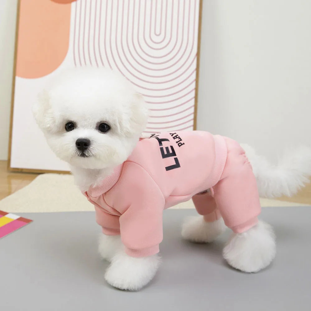 Sweat Combinaison 4 Pattes Chien Chat Hiver – Hoodie Sport Chaud Petit Chien Puppy