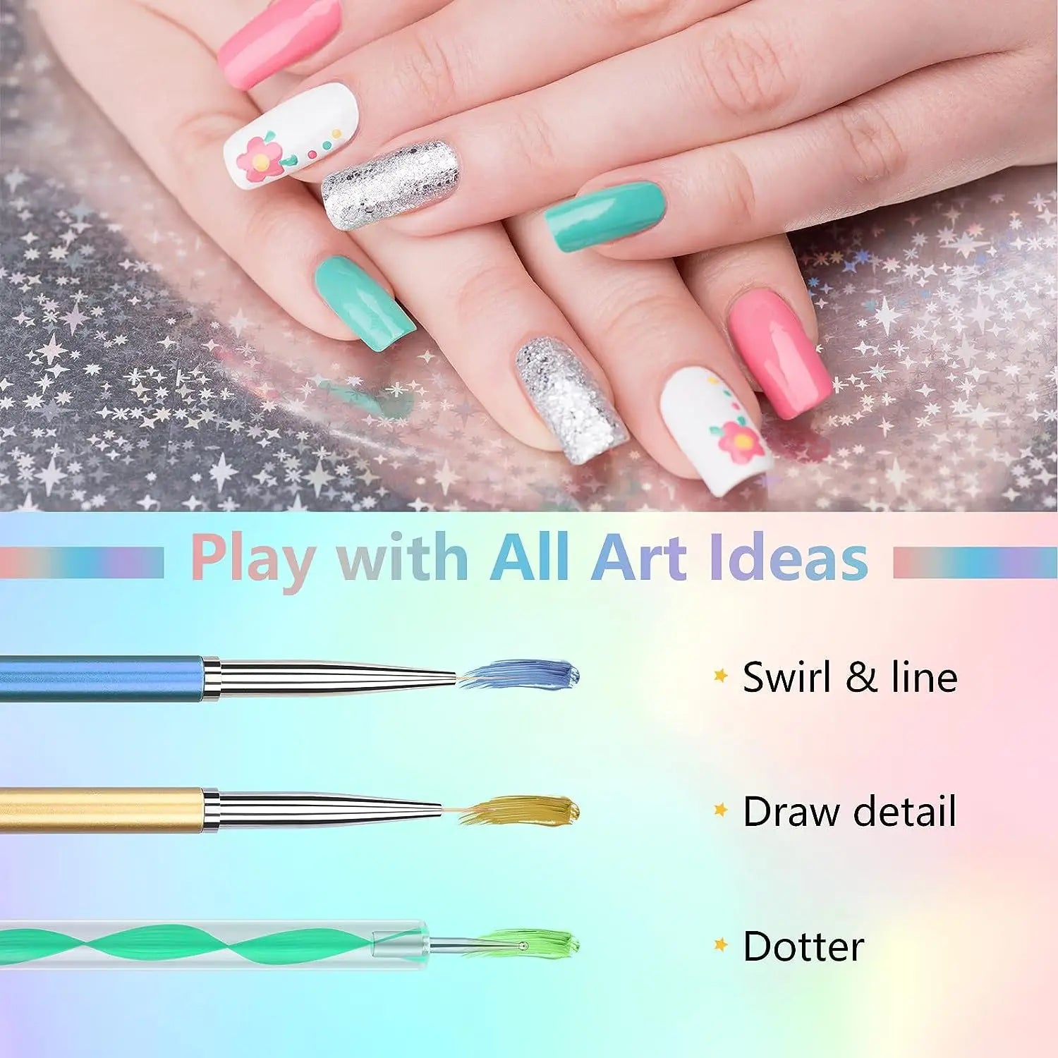 Set Pinceaux Nail Art Professionnel – Acrylique UV Gel Dessin & Dotting | Outils Manucure & Maquillage