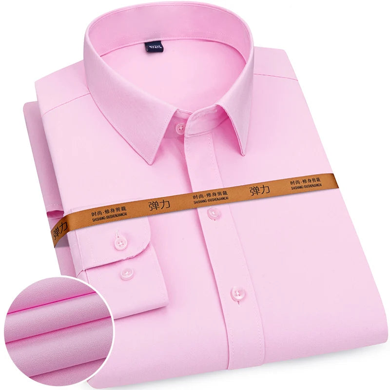 Chemise Homme Slim Fit Couleur Unie – Business Casual Classique Manches Longues Légère | Mode Homme Premium