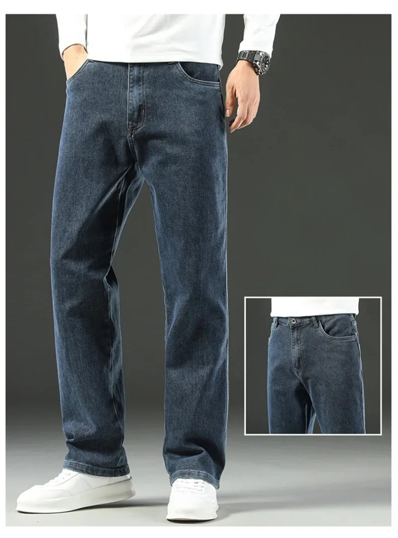 Herren Loose Straight Weites Bein Business Casual Bequem Vielseitig Frühling Herbst Elegant Zeitlos Fashion – Premium Wide Leg Business Casual Straight Jeans | Herren Denim Business Premium Mode