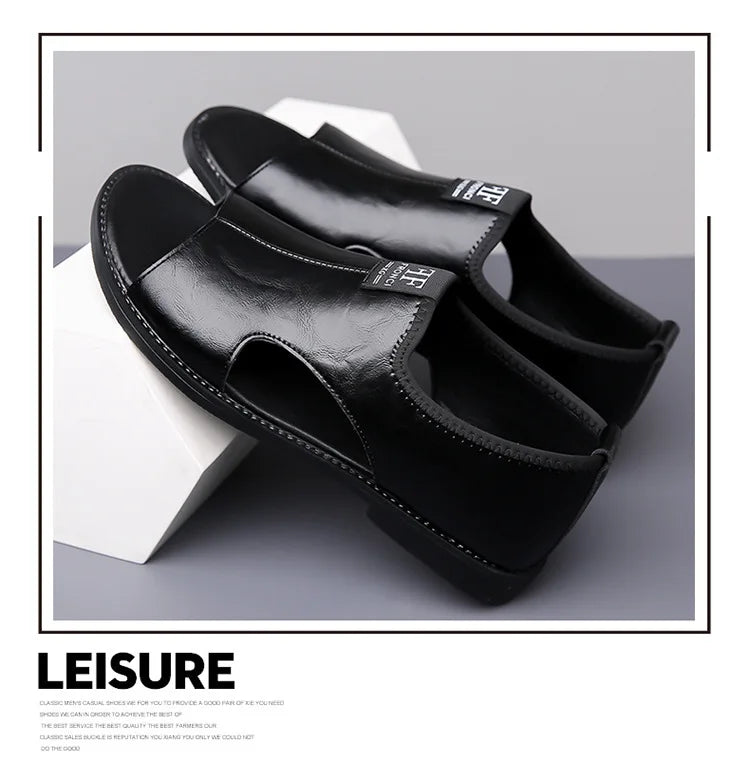 Sandales Cuir Soft Sole Homme Plage Conduite – Slippers Outdoor Confortables Qualité