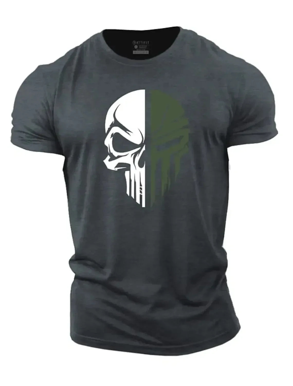 T-Shirt Homme Imprimé 3D Crâne Militaire Oversized Gym Manches Courtes Sportswear Sport Streetwear – Tee Graphique Dark Tendance | Mode Homme Sport Urban