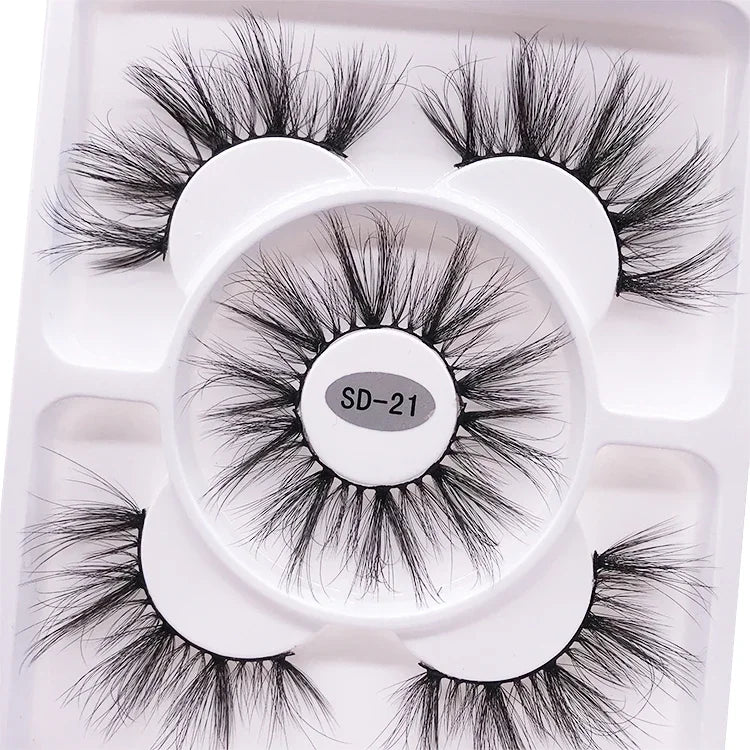Faux Cils 3D Mink Naturels 2025 – Lot 3 Paires Longues | Extensions Cils Beauté
