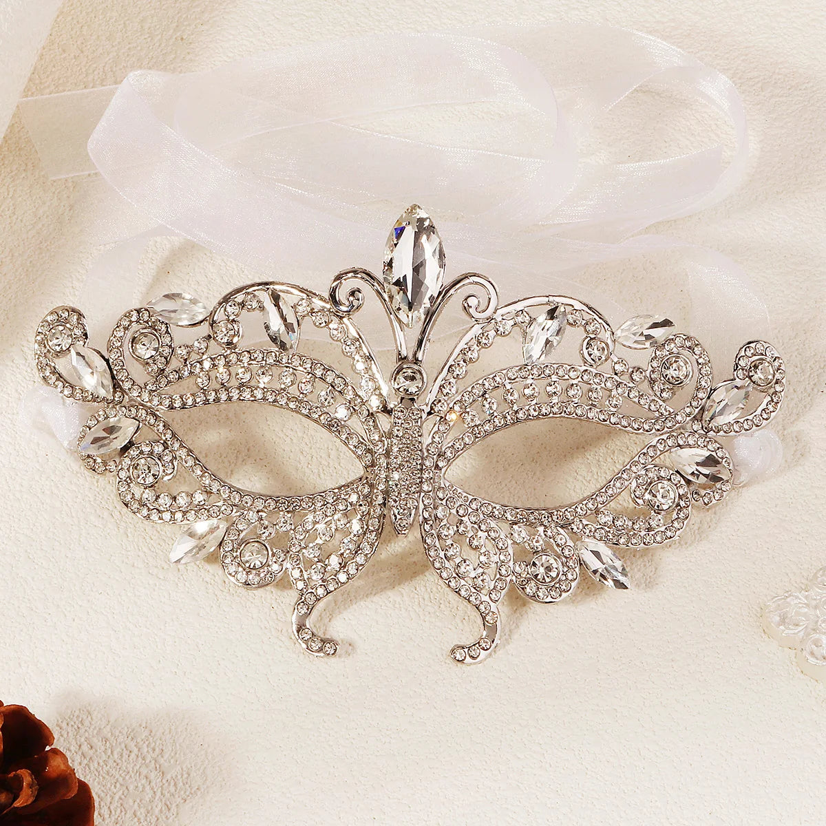 Masque Demi-Visage Papillon Strass - Mascarade, Halloween & Soirée