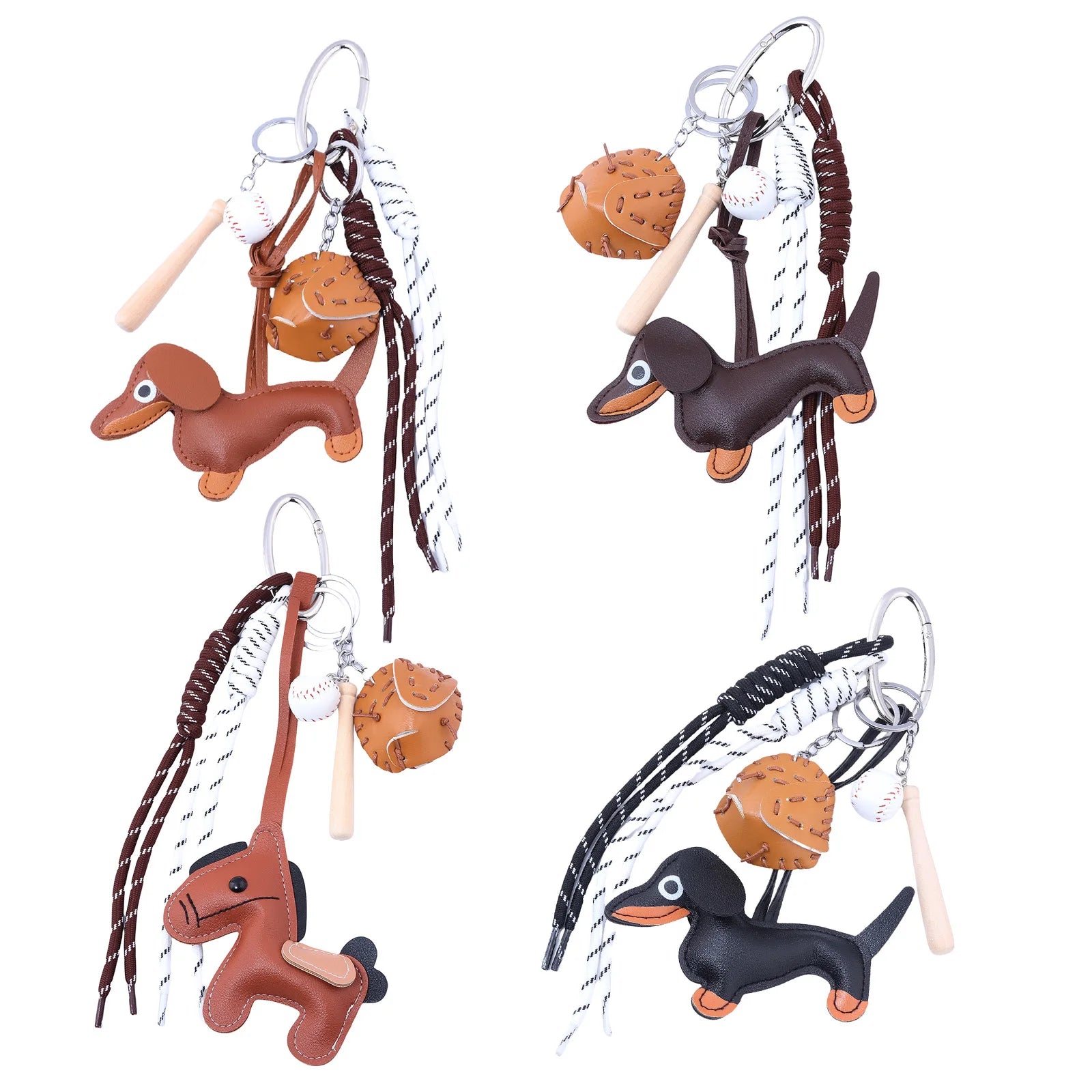 Porte-Clés Chien Saucisse Personnalisé – Pendentif Sac Corde Tressée Décoration Cadeau Mignon