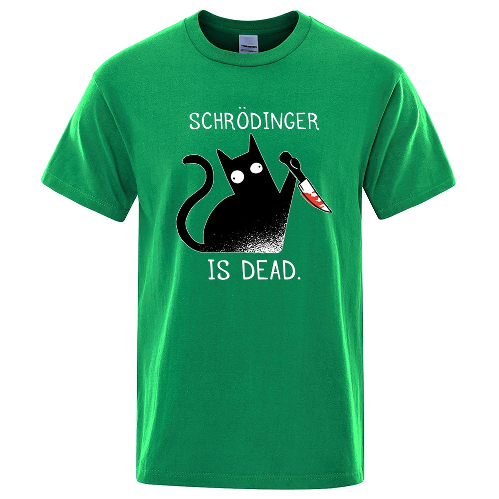 T-Shirt Homme Chat Noir Schrödinger Humour Science Coton Doux Oversize Manches Courtes Streetwear Pop Culture Geek Tendance Confortable – T-Shirt Geek Premium Chat Schrödinger Oversize | Mode Homme Pop Culture Geek Premium